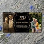 placă ardezie panoramică "timeline iubire" aniversare căsătorie (2 poze trecut prezent & ani)