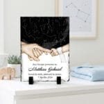 placă ardezie bebelusi "povestea ta în stele" mâini, nume și data nașterii (cadou botez)