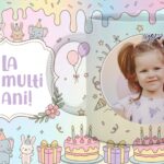 cană personalizată aniversară fetițe "party pastel" cu poză, nume și vârstă