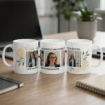 cană personalizată "lider extraordinar" 3 poze & design floral (cadou Șefă / manager)