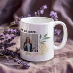 cană personalizată "lider extraordinar" 3 poze & design floral (cadou Șefă / manager)