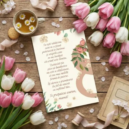 felicitare personalizată "rădăcini și aripi" cadou 8 martie mama cu poză și mesaj