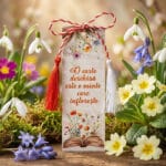 mărțișor semn de carte magnetic "minte Înfloritoare" & mesaj (design vintage)