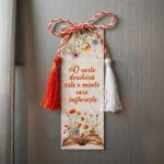 mărțișor semn de carte magnetic "minte Înfloritoare" & mesaj (design vintage)