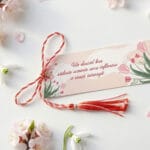 mărțișor semn de carte magnetic "semințele cunoașterii" mesaj pentru dascăli (design lalele)