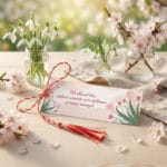 mărțișor semn de carte magnetic "semințele cunoașterii" mesaj pentru dascăli (design lalele)