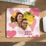 mousepad personalizat "conexiune stabilită" poză în inimă & mesaj "100% iubire"