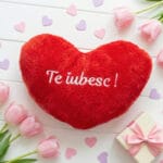 pernă inimă pufoasă "te iubesc" personalizată prin brodare (nume sau mesaj)