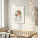 tablou Înrămat "visul vieții noastre" personalizat poză, nume & design norișori (decor cameră bebe)