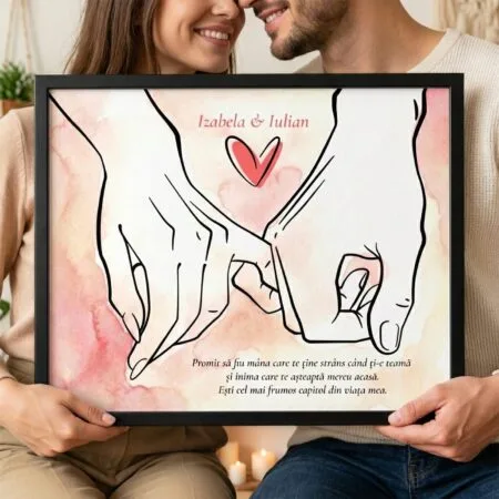 tablou "pinky promise" mâini Împreunate & declarație de iubire (personalizat)