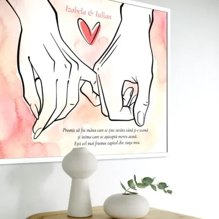 tablou "pinky promise" mâini Împreunate & declarație de iubire (personalizat)