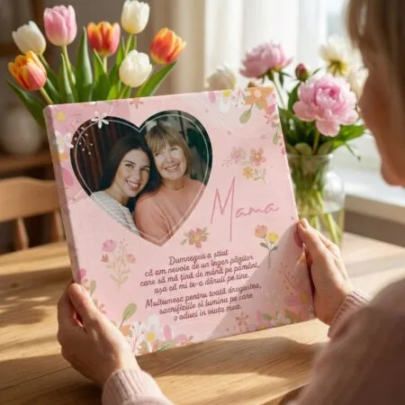 tablou canvas personalizat "mama: Îngerul meu păzitor" poză în inimă & mesaj emoționant