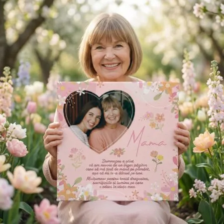 tablou canvas personalizat "mama: Îngerul meu păzitor" poză în inimă & mesaj emoționant
