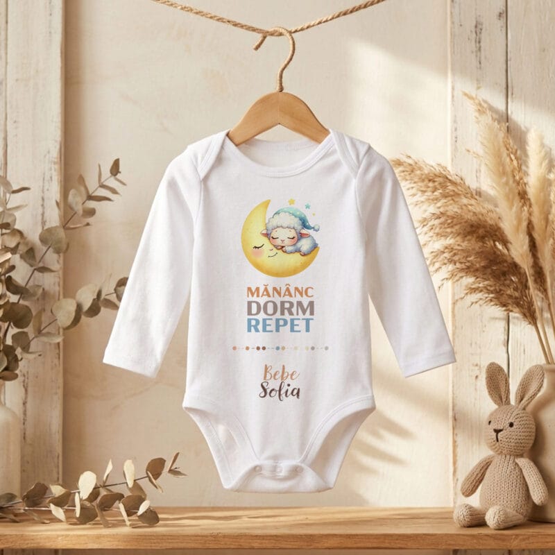 body personalizat bebe "vise pufoase" alege animăluțul & nume