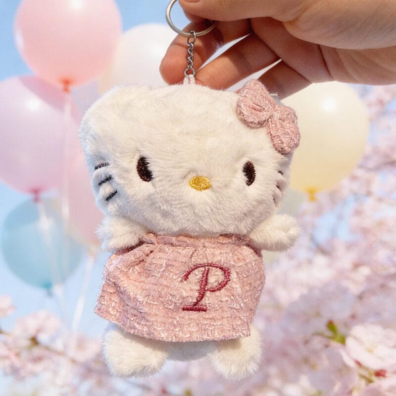 breloc de pluș "kitty chic" personalizat cu inițială brodată (accesoriu pufos geantă & chei)