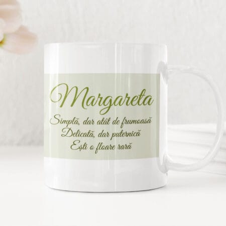 cană personalizată "floare rară" poză, nume & mesaj emoționant (design margarete)