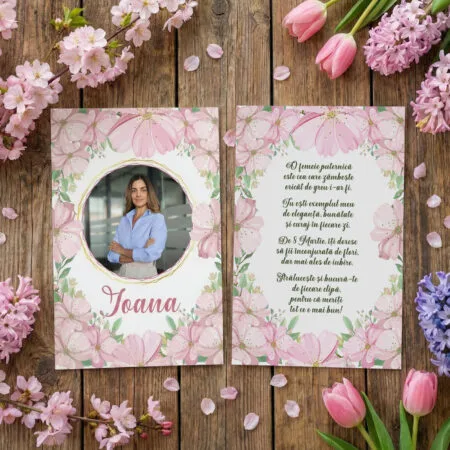 felicitare premium 8 martie "femeie puternică" personalizată cu poză, nume & mesaj