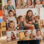 tablou canvas personalizat "inima grupei" colaj foto copii & educatoare