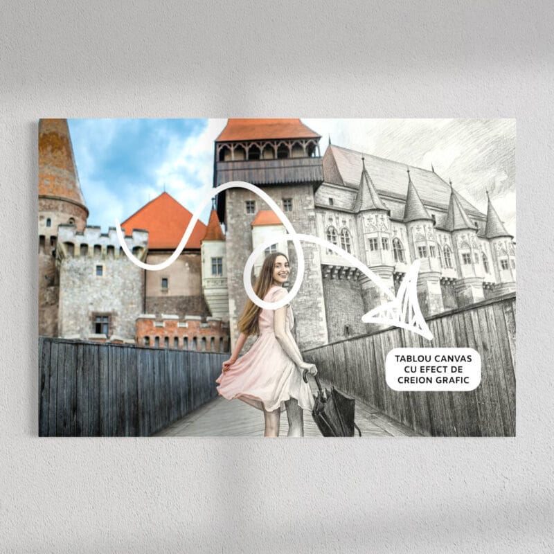 tablou canvas "artă atemporală" transformă poza în schiță creion (efect grafic premium)
