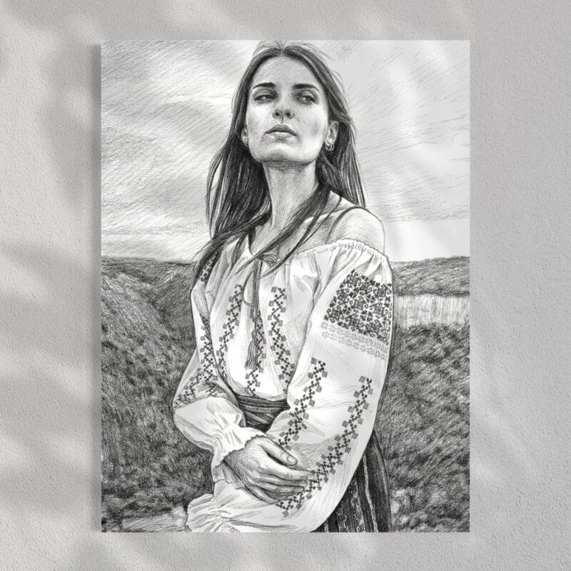 tablou canvas "artă atemporală" transformă poza în schiță creion (efect grafic premium)