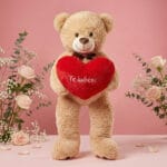 urs de pluș gigant (1 metru) "Îmbrățișare infinită" personalizat cu mesaj brodat pe inimă