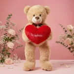 urs de pluș gigant (1 metru) "Îmbrățișare infinită" personalizat cu mesaj brodat pe inimă