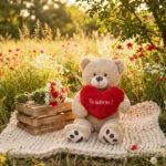 urs de pluș gigant (1 metru) "Îmbrățișare infinită" personalizat cu mesaj brodat pe inimă