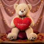 urs de pluș gigant (1 metru) "Îmbrățișare infinită" personalizat cu mesaj brodat pe inimă