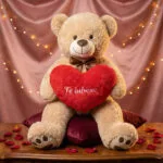 urs de pluș gigant (1 metru) "Îmbrățișare infinită" personalizat cu mesaj brodat pe inimă
