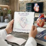 placă pătrată din ardezie personalizată pentru medic cardiolog – cu nume și mesaj
