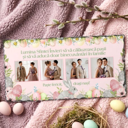 ardezie panoramică personalizată paște "bucuria Învierii" colaj 4 poze & mesaj pentru nași