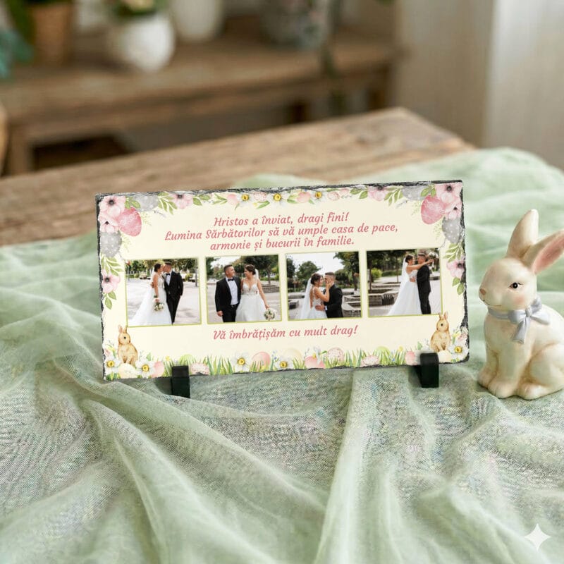 placă de ardezie personalizată de paște pentru fini – 4 poze și urare