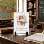 placă de ardezie personalizată „lecția de istorie” – nume și citat inspirațional