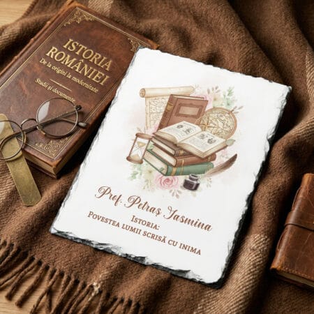 placă de ardezie personalizată „lecția de istorie” – nume și citat inspirațional