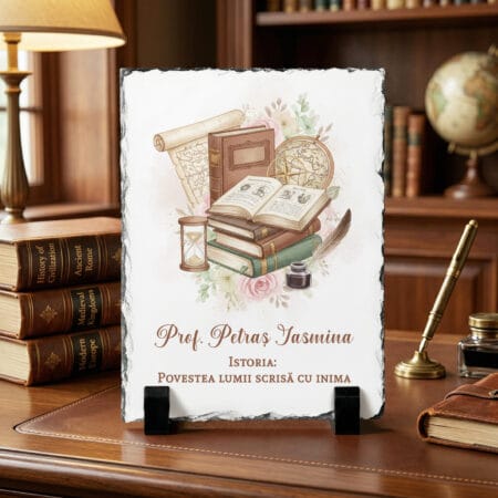 placă de ardezie personalizată „lecția de istorie” – nume și citat inspirațional