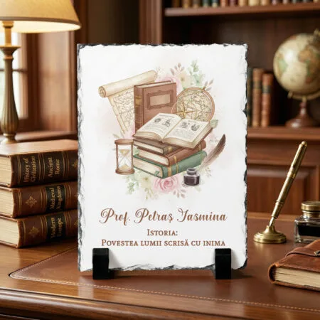 placă de ardezie personalizată „lecția de istorie” – nume și citat inspirațional