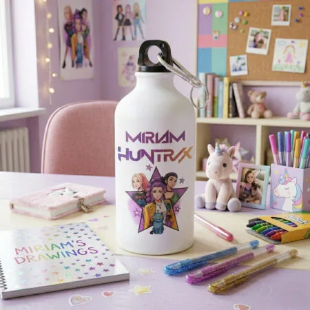 bidon de apă personalizat huntrix – stil k pop cu numele ei