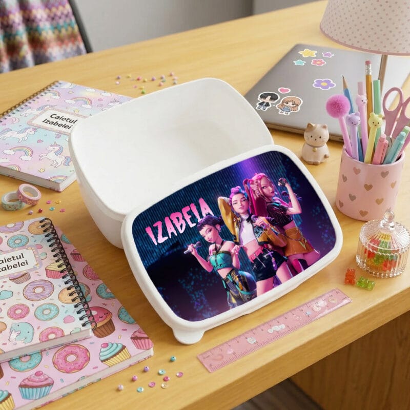 caserolă personalizată fete cu nume și huntrix prânz cool la Școală