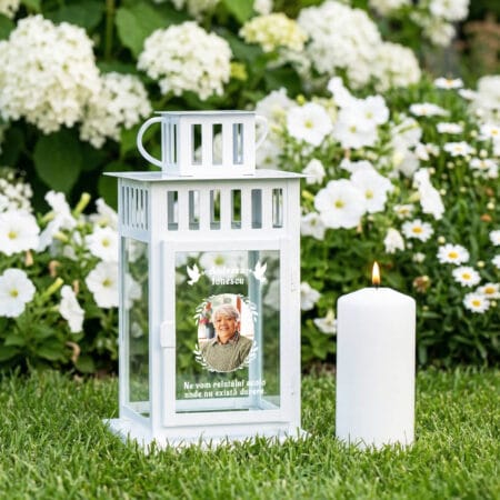 felinar comemorativ personalizat cu poză, nume și mesaje – o lumină veșnică