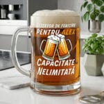 halbă de bere personalizată "rezervor de fericire" nume & mesaj amuzant (cadou bărbați)