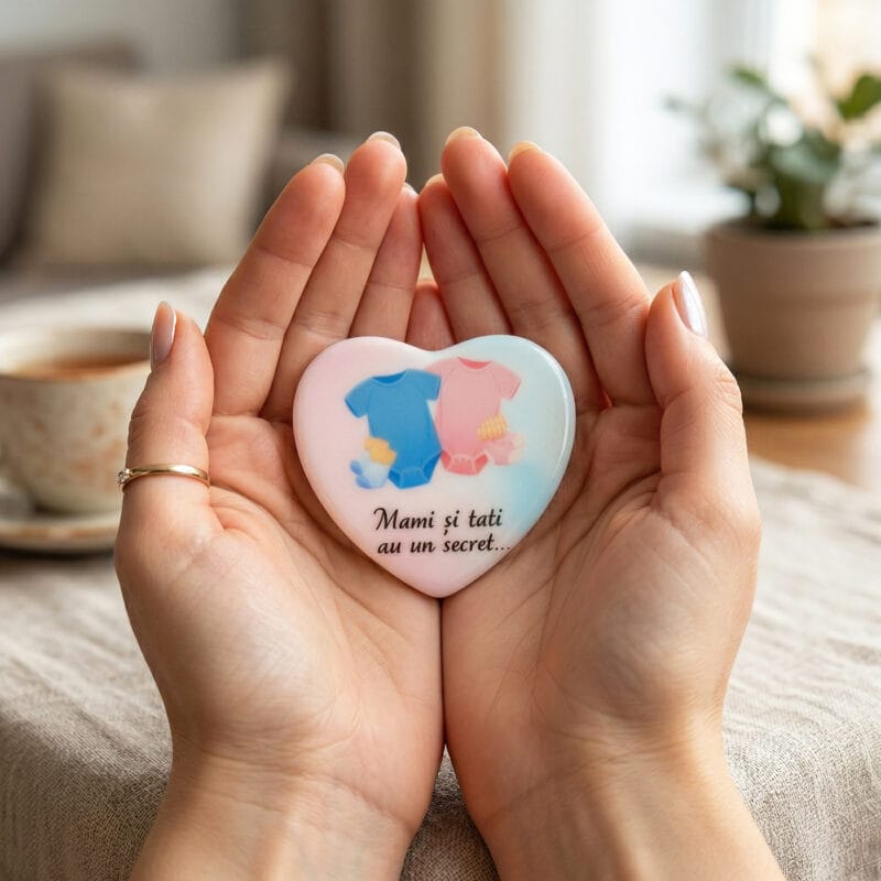 magnet inimă din ceramică mami și tati au un secret