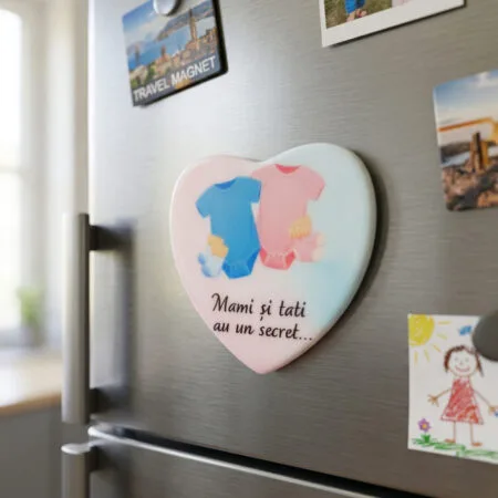 magnet inimă din ceramică mami și tati au un secret