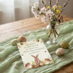 set 2 magneți de frigider de paște – iepuraș cu coșuleț și urare de suflet