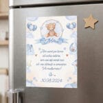 set 2 magneți mărturie botez – ursuleț în balon cu poză și mesaj