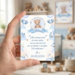 set 2 magneți mărturie botez – ursuleț în balon cu poză și mesaj