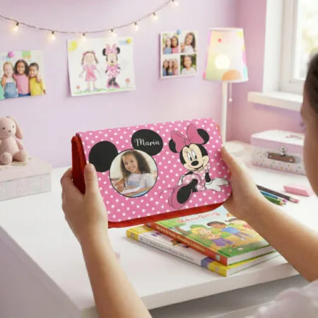 penar personalizat minnie mouse – model cu poză și nume pentru fetițe