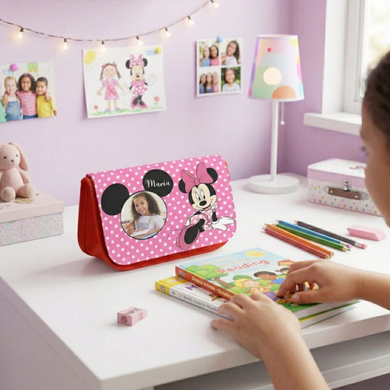 penar personalizat minnie mouse – model cu poză și nume pentru fetițe
