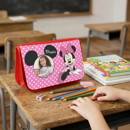 penar personalizat minnie mouse – model cu poză și nume pentru fetițe