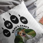 pernă personalizată "paw love" poză cățel & nume (design lăbuță love)