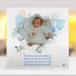 placă foto sticlă personalizată „vreți să fiți nașii mei?” – model băieței cu poză și mesaj